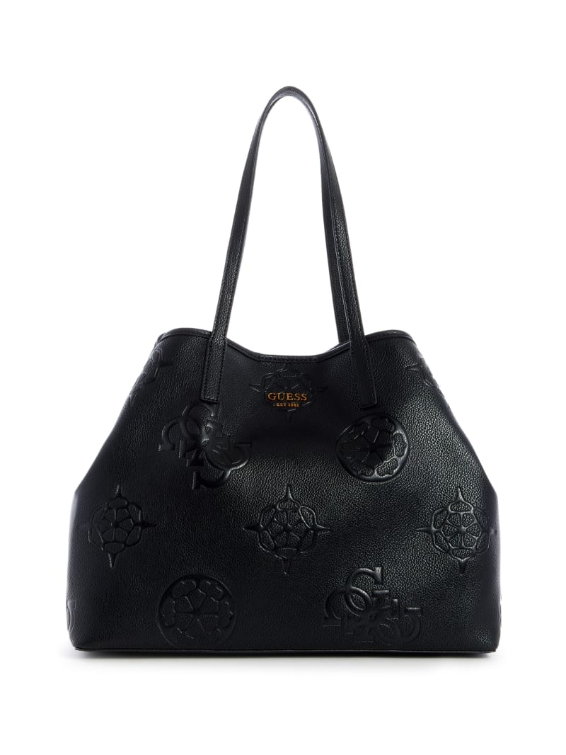 Guess Vikky Logo Large Women's Tote Bags Black | 6345-TUVNM