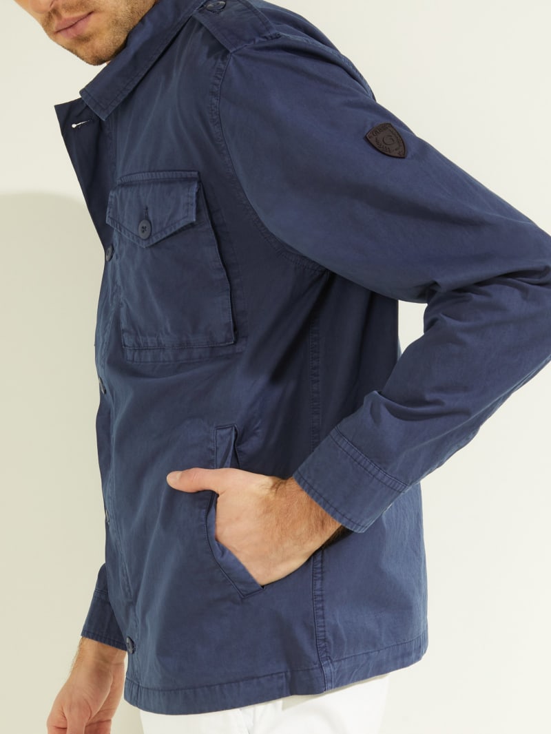 Guess Washed Twill Cargo Men's Jackets Blue | 9184-XRTLW