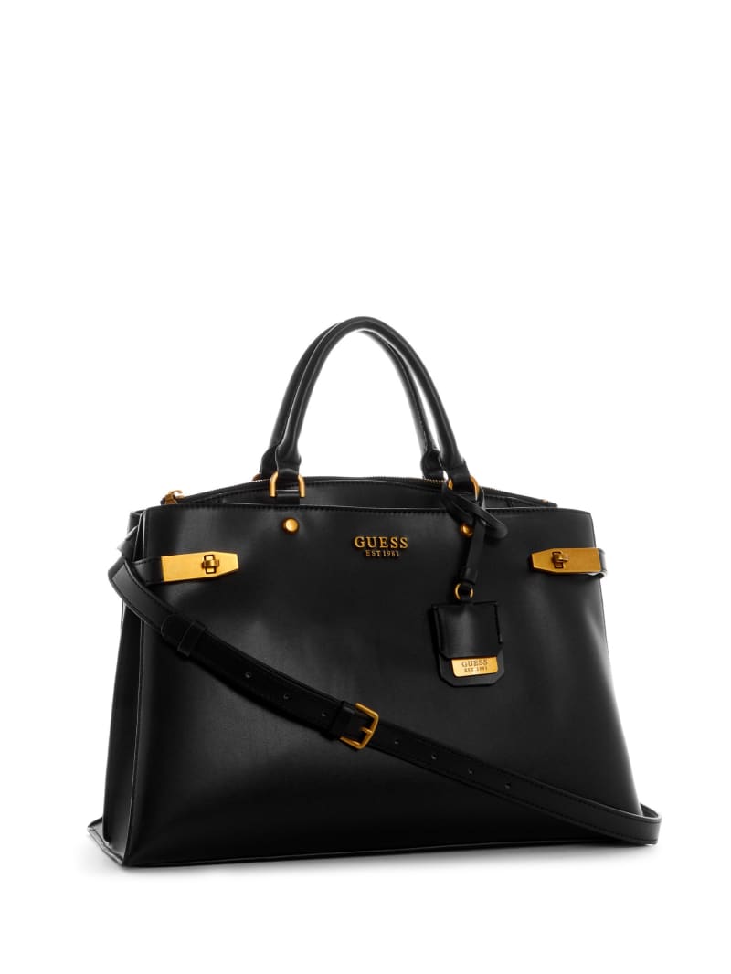 Guess Zadie Large Girlfriend Women's Satchel Bags Black | 5137-ZSXNE