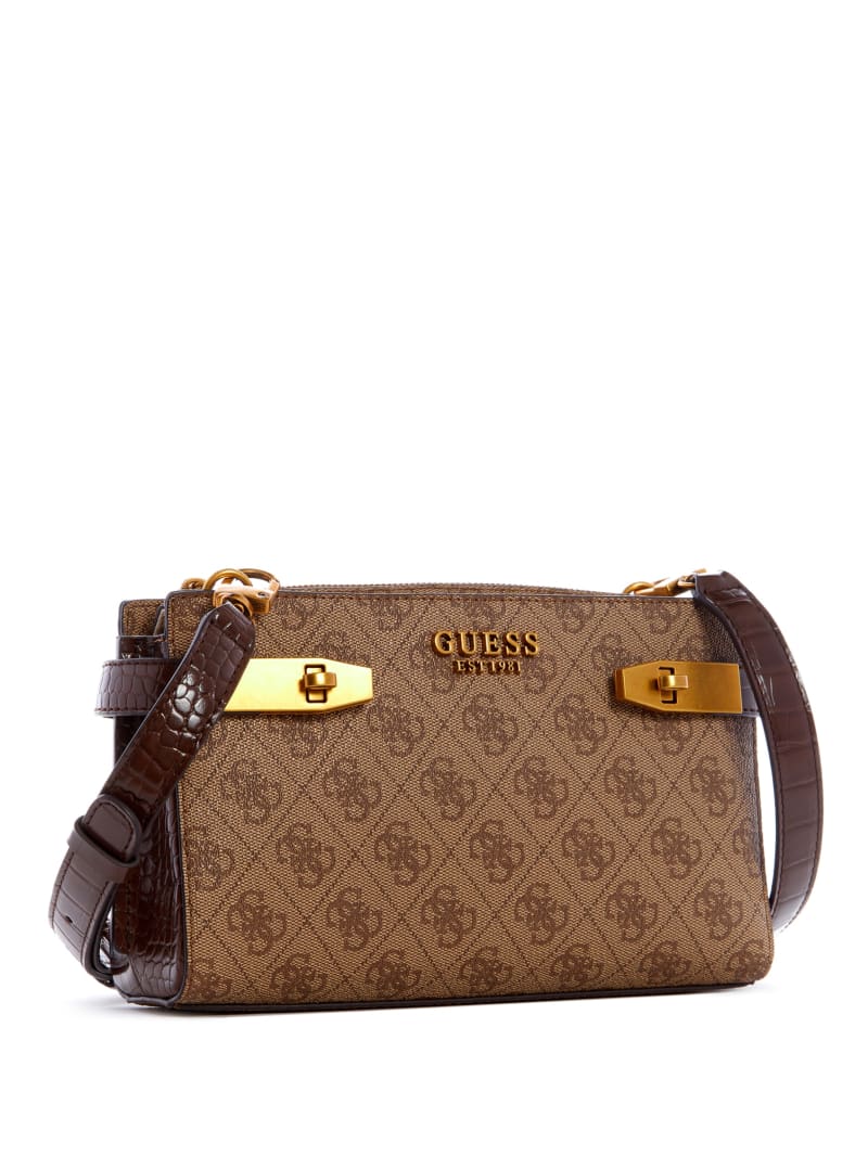 Guess Zadie Logo Elite Women's Crossbody Bags Brown | 8164-WCAVR