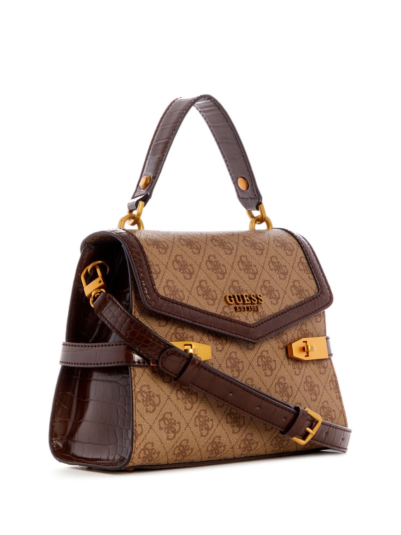 Guess Zadie Logo-Top Handle Women's Satchel Bags Brown | 1659-SOPYN