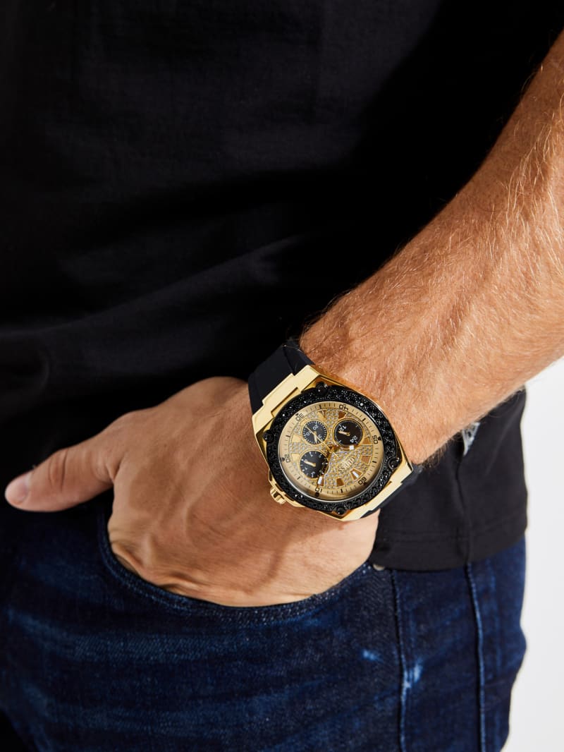 Guess and Gold-Tone Multifunction Men's Watches Black | 2468-MBHUF